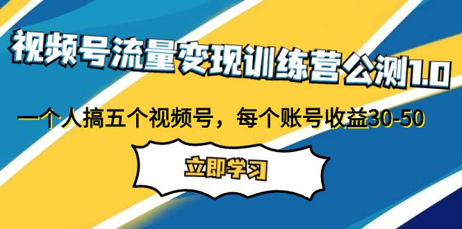 视频号流量变现训练营公测1.0：一个人搞五个视频号，每个账号收益30-50-飞宇网创