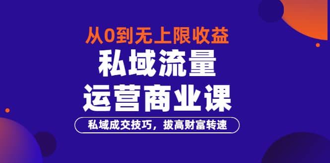 从0到无上限收益的《私域流量运营商业课》私域成交技巧，拔高财富转速-飞宇网创