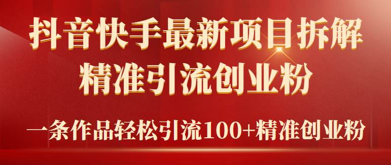 2024年抖音快手最新项目拆解视频引流创业粉，一天轻松引流精准创业粉100+-飞宇网创