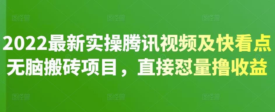 2022最新实操腾讯视频及快看点无脑搬砖项目，直接怼量撸收益-飞宇网创