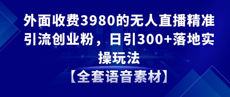 无人直播精准引流创业粉，日引300+落地实操玩法【全套语音素材】-飞宇网创