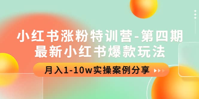 小红书涨粉特训营-第四期：最新小红书爆款玩法，实操案例分享-飞宇网创