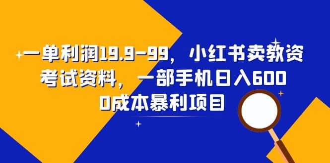 一单利润19.9-99，小红书卖教资考试资料，一部手机日入600（教程+资料）-飞宇网创