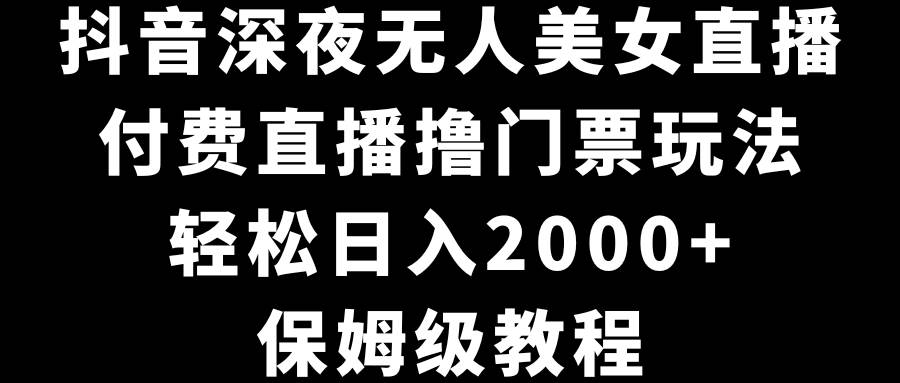 抖音深夜无人美女直播，付费直播撸门票玩法，轻松日入2000+，保姆级教程-飞宇网创