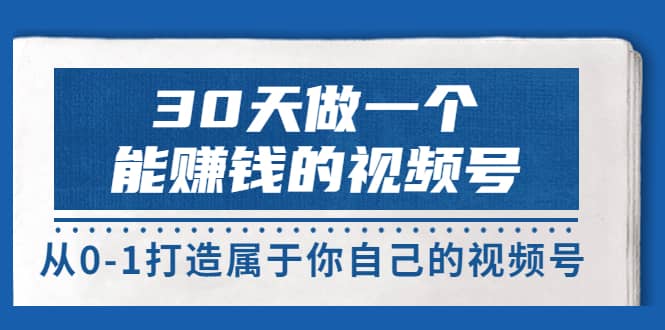 30天做一个能赚钱的视频号，从0-1打造属于你自己的视频号 (14节-价值199)-飞宇网创