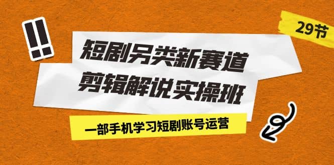 短剧另类新赛道剪辑解说实操班：一部手机学习短剧账号运营（29节 价值500）-飞宇网创
