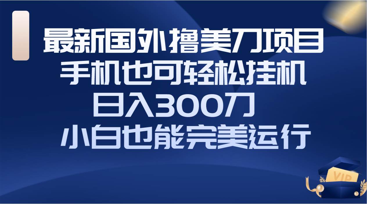 国外撸美刀项目，手机也可操作，轻松挂机操作，日入300刀 小白也能完美运行-飞宇网创