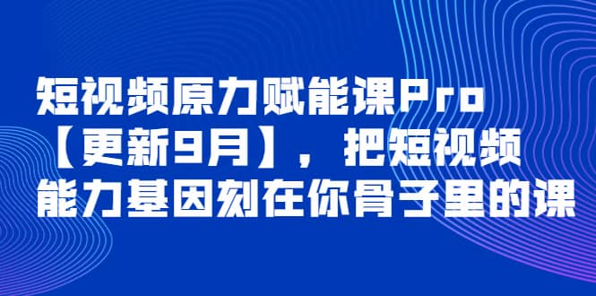 短视频原力赋能课Pro【更新9月】，把短视频能力基因刻在你骨子里的课-飞宇网创