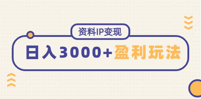 资料IP变现，持续性盈利玩法-飞宇网创