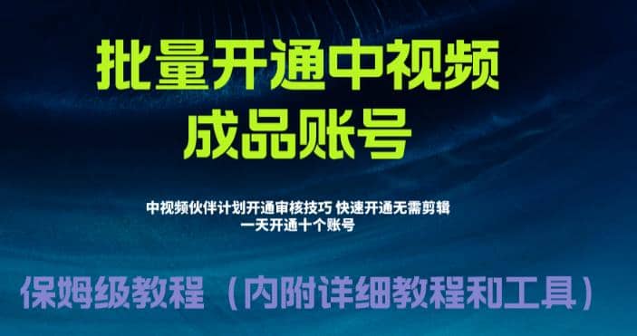 外面收费1980暴力开通中视频计划教程，附 快速通过中视频伙伴计划的办法-飞宇网创
