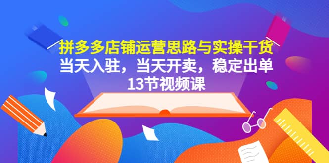 拼多多店铺运营思路与实操干货，当天入驻，当天开卖，稳定出单（13节课）-飞宇网创