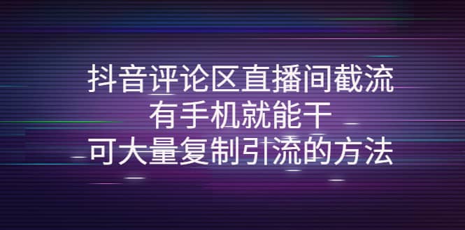 抖音评论区直播间截流，有手机就能干，可大量复制引流的方法-飞宇网创