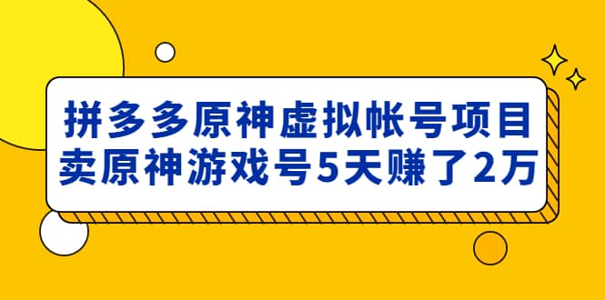 外面卖2980的拼多多原神虚拟帐号项目-飞宇网创