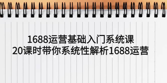 1688运营基础入门系统课，20课时带你系统性解析1688运营-飞宇网创