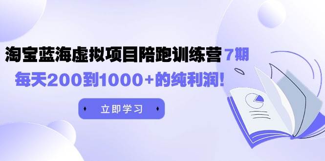 黄岛主《淘宝蓝海虚拟项目陪跑训练营7期》每天200到1000+的纯利润-飞宇网创