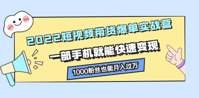 2022短视频带货爆单实战营，一部手机就能快速变现-飞宇网创
