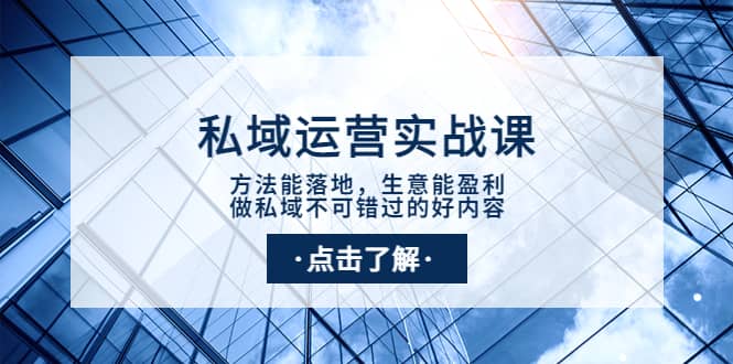 私域运营实战课：方法能落地，生意能盈利，做私域不可错过的好内容-飞宇网创