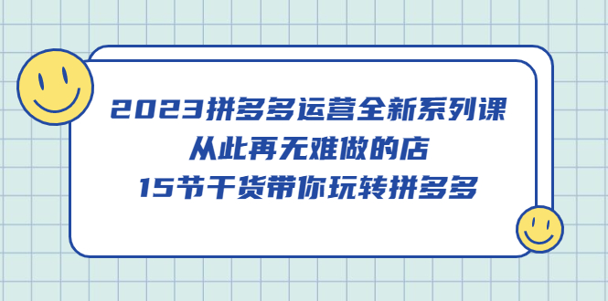 2023拼多多运营全新系列课，从此再无难做的店，15节干货带你玩转拼多多-飞宇网创