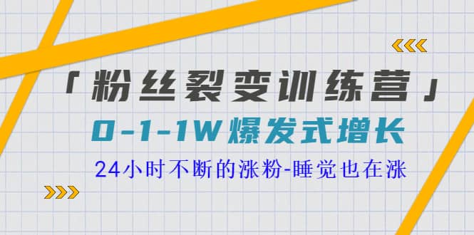 「粉丝裂变训练营」0-1-1w爆发式增长，24小时不断的涨粉-睡觉也在涨-16节课-飞宇网创
