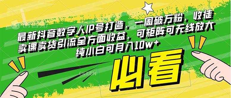 最新抖音数字人IP号打造，一周破万粉，收徒卖课卖货引流全方面收益-飞宇网创