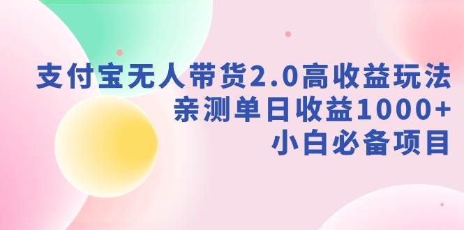 支付宝无人带货2.0高收益玩法，亲测单日收益1000+，小白必备项目-飞宇网创