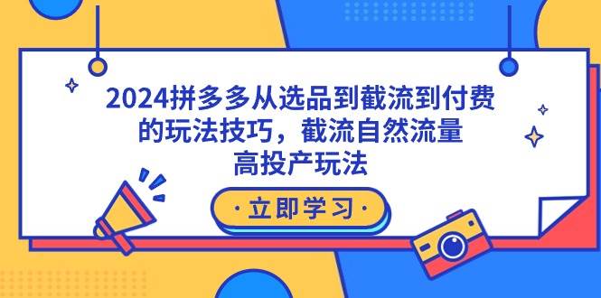 2024拼多多从选品到截流到付费的玩法技巧，截流自然流量玩法，高投产玩法-飞宇网创