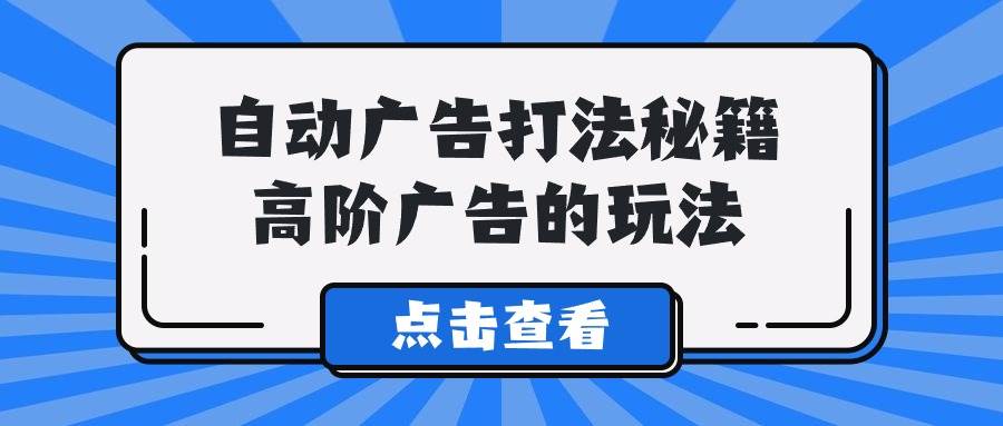 A lice自动广告打法秘籍，高阶广告的玩法-飞宇网创
