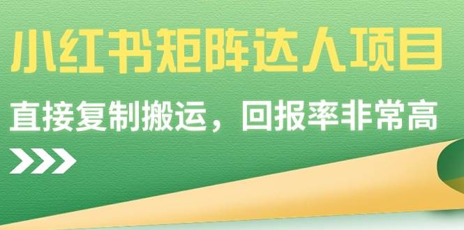 小红书矩阵达人项目，直接复制搬运，回报率非常高-飞宇网创