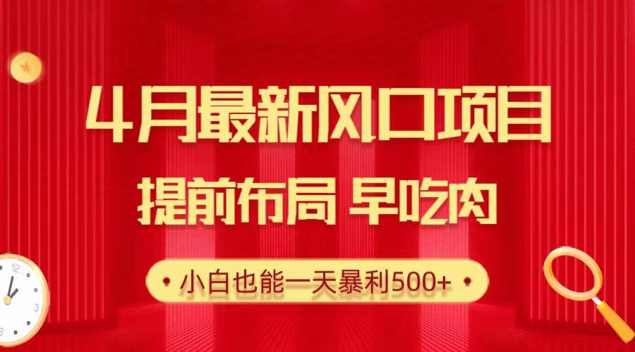 28.4月最新风口项目，提前布局早吃肉，小白也能一天暴利500+-飞宇网创