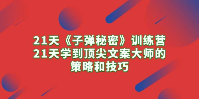 21天《子弹秘密》训练营，21天学到顶尖文案大师的策略和技巧-飞宇网创