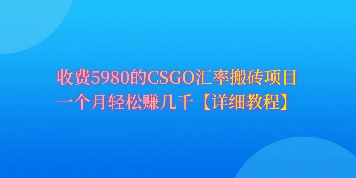 CSGO装备搬砖，月综合收益率高达60%，你也可以！-飞宇网创