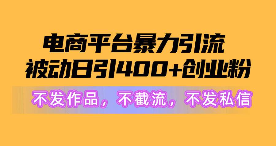 电商平台暴力引流,被动日引400+创业粉不发作品，不截流，不发私信-飞宇网创