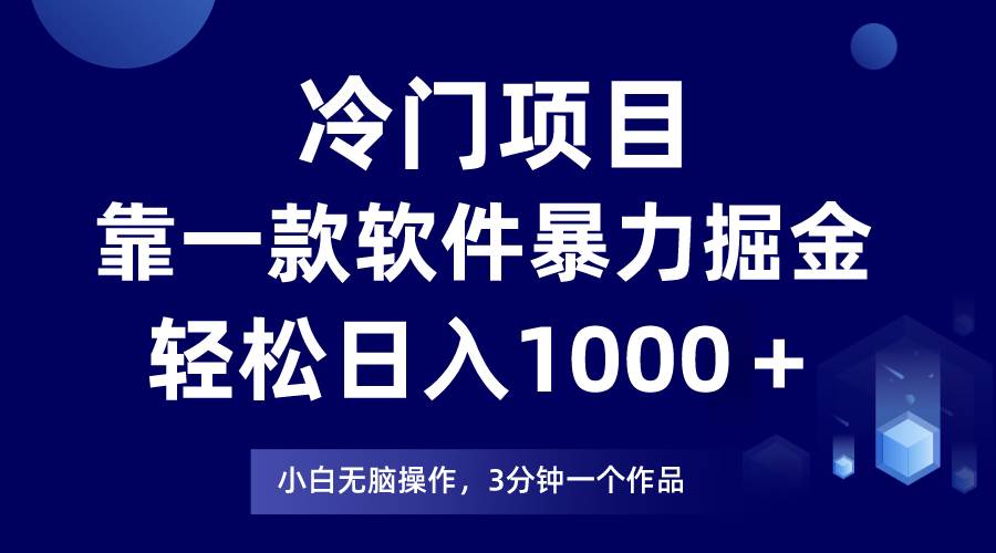 冷门项目，靠一款软件暴力掘金日入1000＋，小白轻松上手第二天见收益-飞宇网创