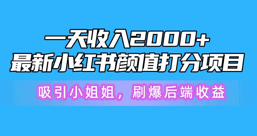 一天收入2000+，最新小红书颜值打分项目，吸引小姐姐，刷爆后端收益-飞宇网创