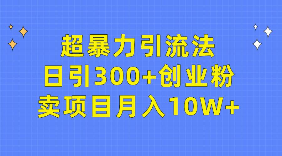超暴力引流法，日引300+创业粉，卖项目月入10W+-飞宇网创