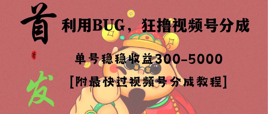 图片[1]-全网独家首发，视频号BUG，超短期项目，单号每日净收益300-5000！-飞宇网创