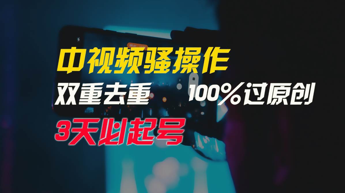 中视频骚操作，双重去重100%过原创，3天比必起号，简单无脑，月入3W+-飞宇网创