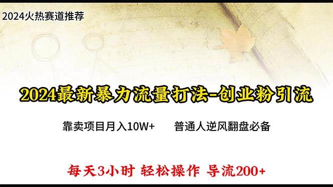 2024年最新暴力流量打法，每日导入300+，靠卖项目月入10W+-飞宇网创