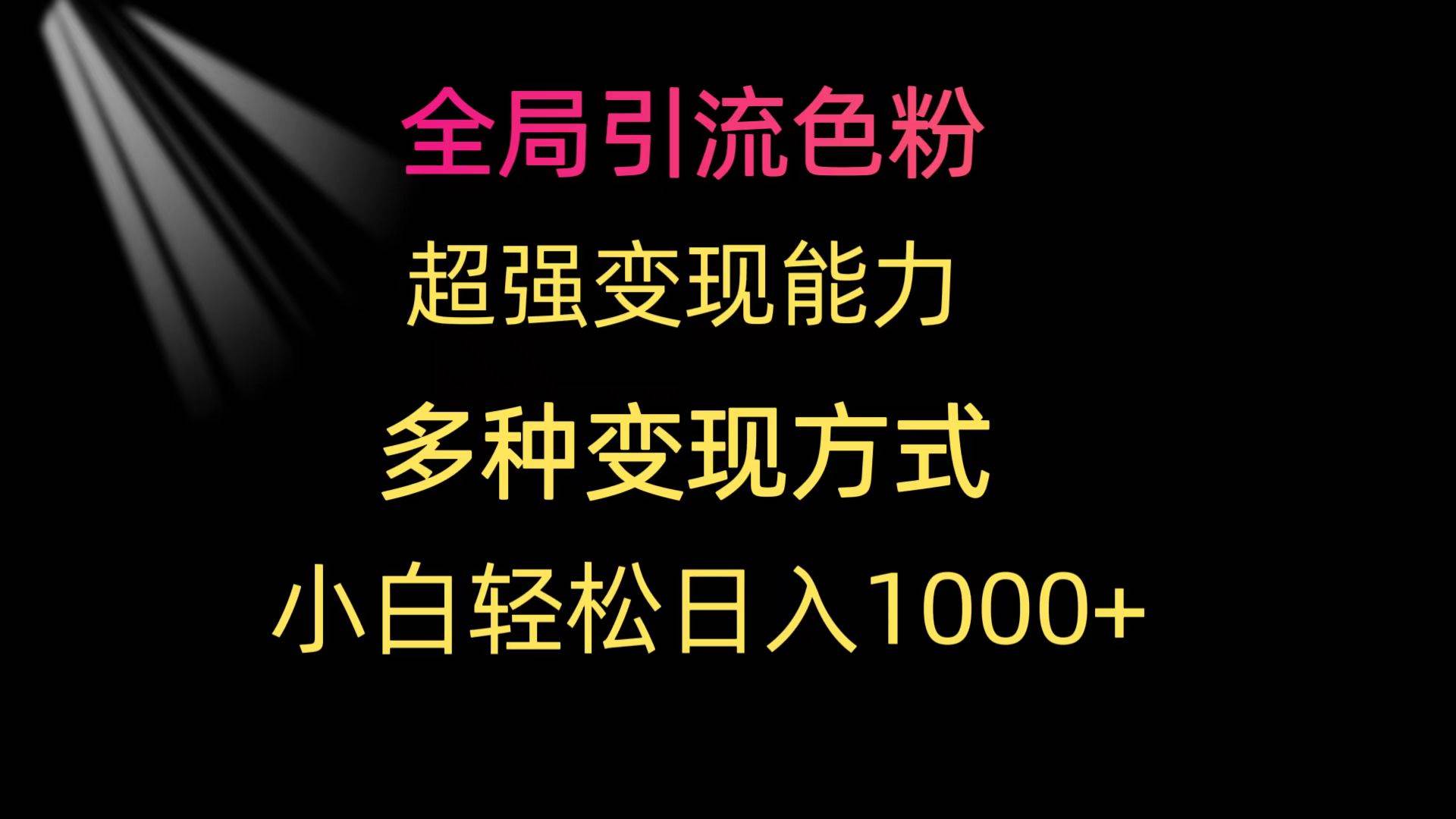 全局引流色粉 超强变现能力 多种变现方式 小白轻松日入1000+-飞宇网创