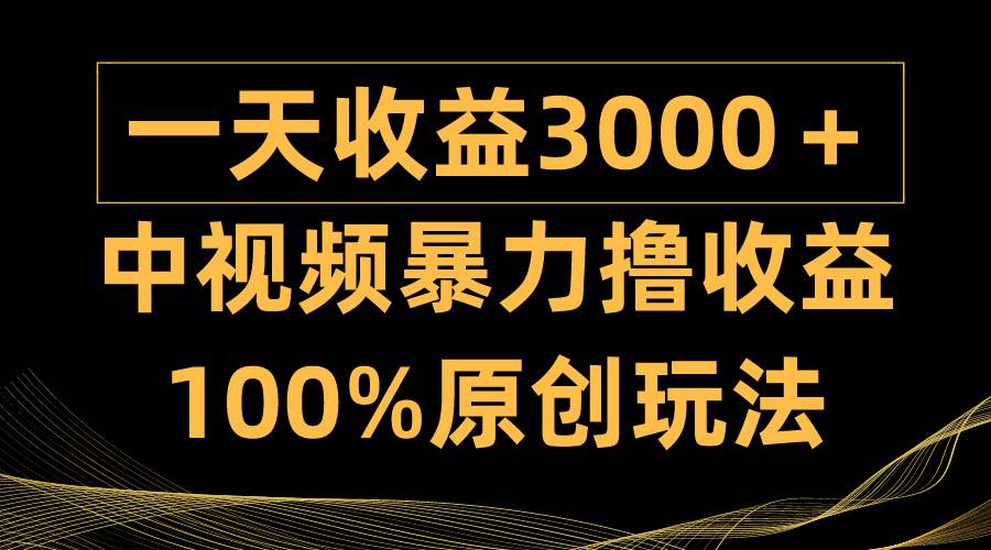 中视频暴力撸收益，日入3000＋，100%原创玩法，小白轻松上手多种变现方式-飞宇网创