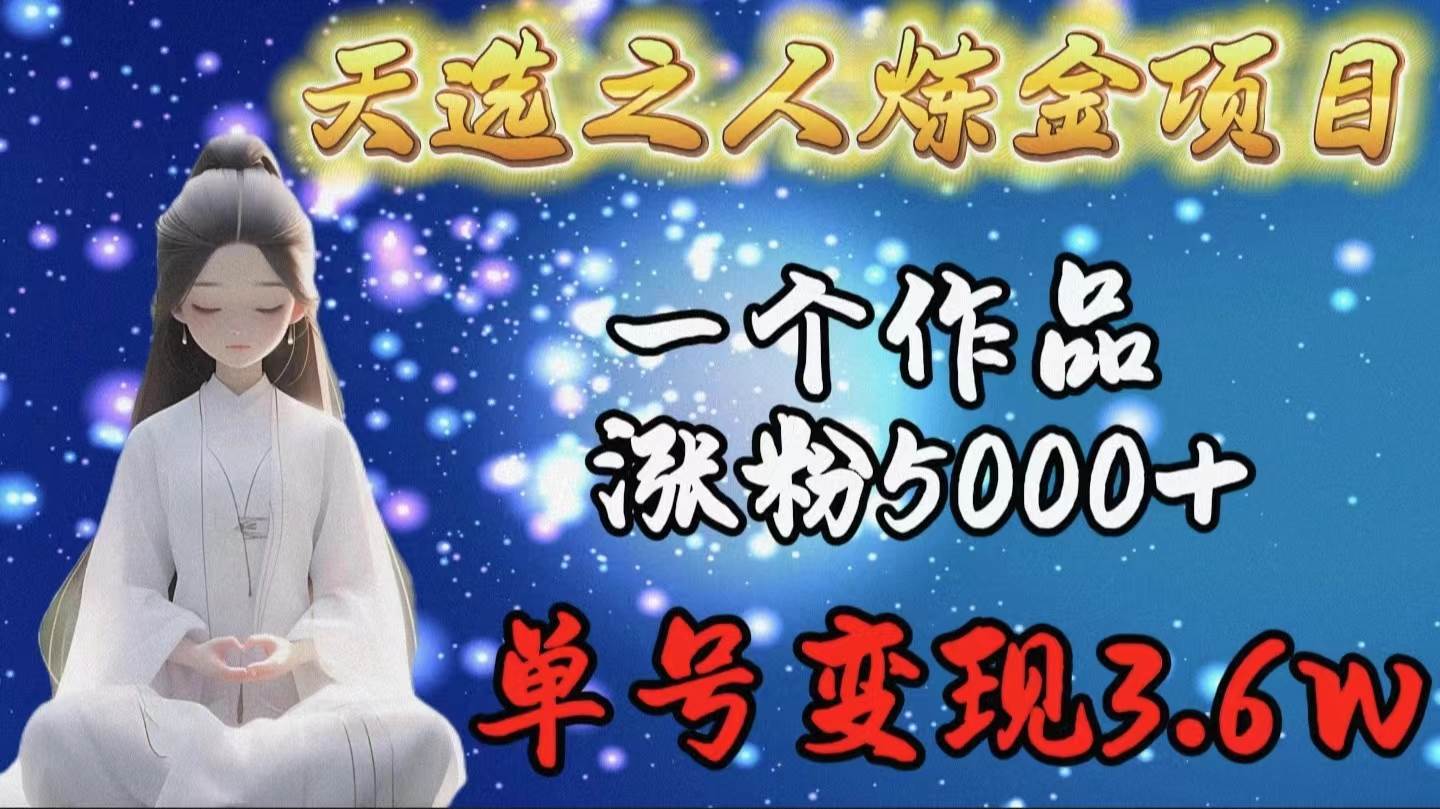 天选之人炼金项目，一个作品涨粉5000+，单号变现3.6w-飞宇网创