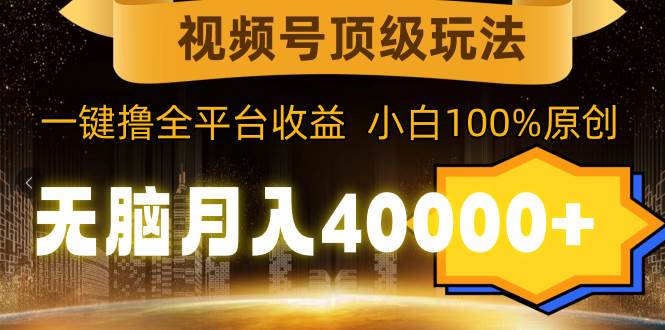 视频号顶级玩法，无脑月入40000+，一键撸全平台收益，纯小白也能100%原创-飞宇网创