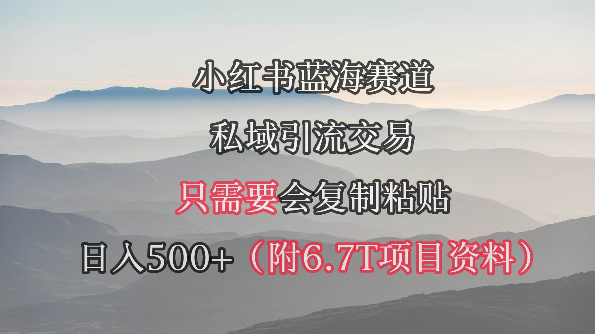 小红书短剧赛道，私域引流交易，会复制粘贴，日入500+（附6.7T短剧资源）-飞宇网创