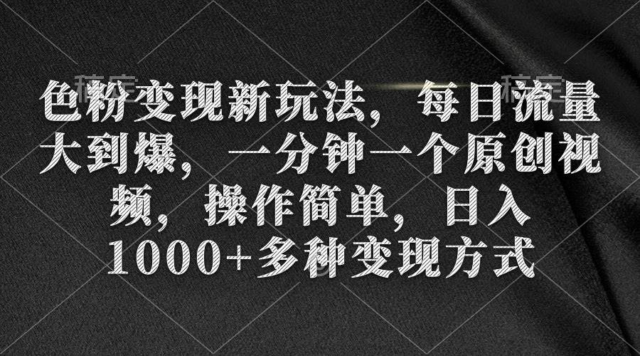 色粉变现新玩法，每日流量大到爆，一分钟一个原创视频，操作简单，日入1000+-飞宇网创