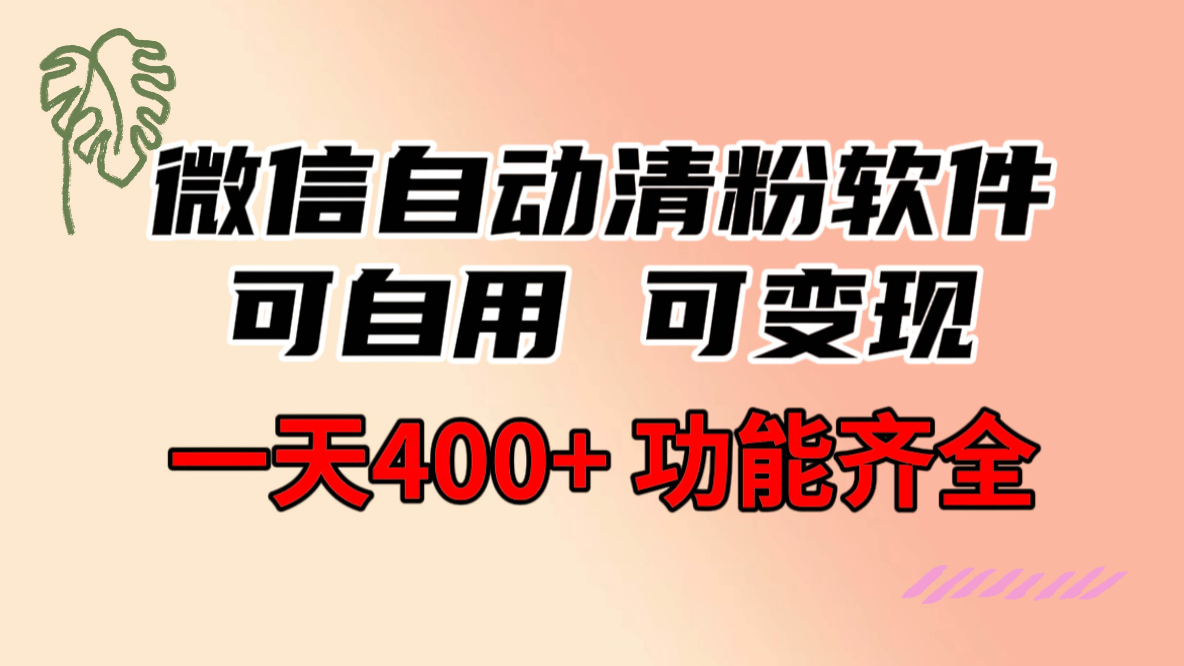 图片[1]-功能齐全的微信自动清粉软件，可自用可变现，一天400+，0成本免费分享-飞宇网创