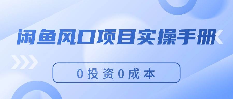 闲鱼风口项目实操手册，0投资0成本，让你做到，月入过万，新手可做-飞宇网创
