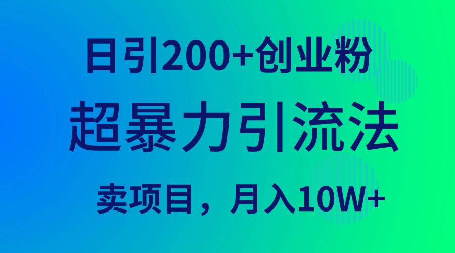 图片[1]-超暴力引流法，日引200+创业粉，卖项目月入10W+-飞宇网创