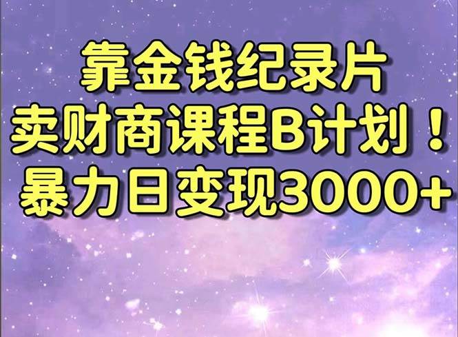 图片[1]-靠金钱纪录片卖财商课程B计划！暴力日变现3000+，喂饭式干货教程！-飞宇网创